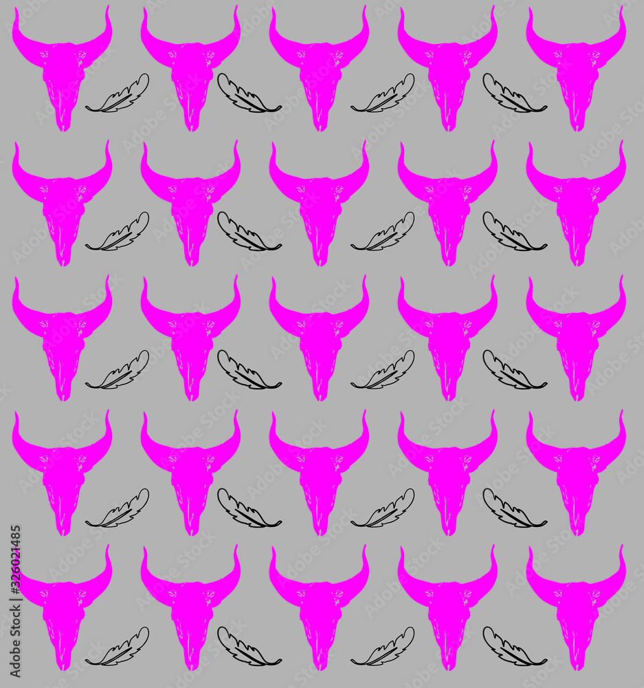 Skull feather punk background vector illustration Skull feather punk background vector illustration