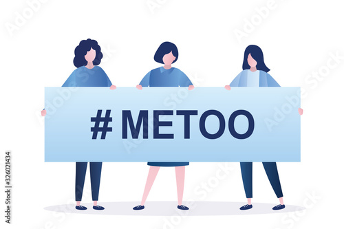 Girls holding poster template. Sexual assault and harassment concept. Woman holding a sign with #Metoo.