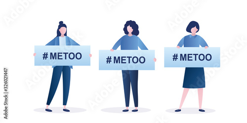 Girls holding posters template. Sexual assault and harassment concept. Woman holding a signs with #Metoo.