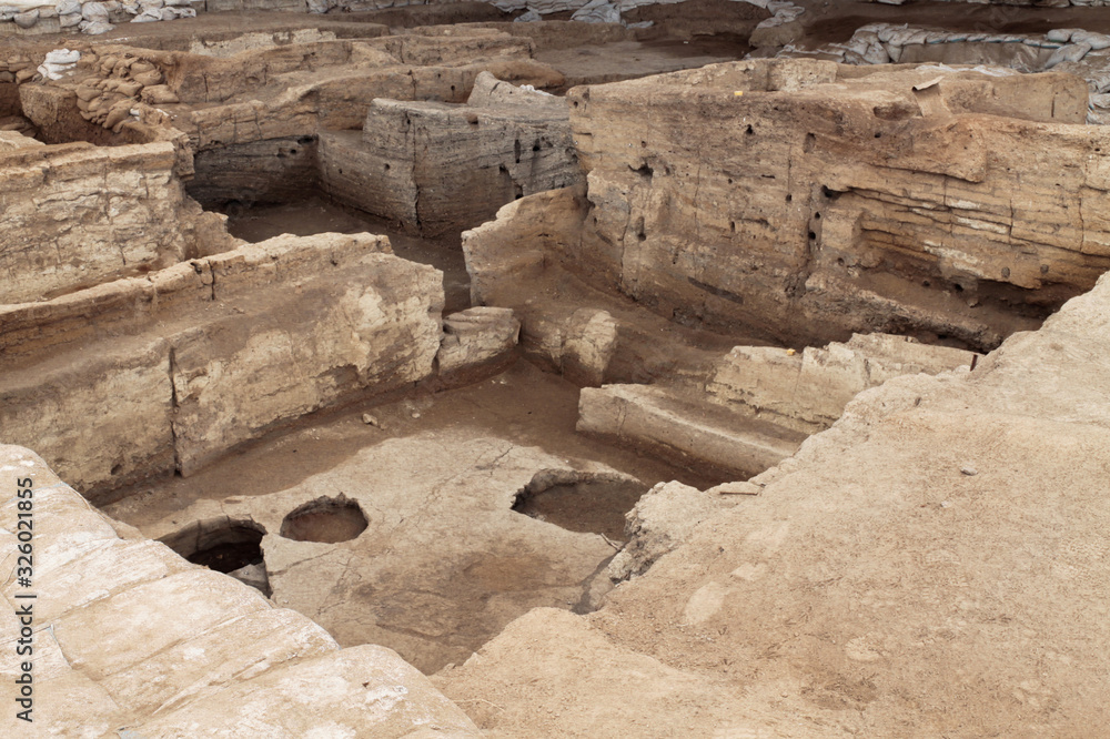 Excavations of Site of Catalhoyuk. It was a huge Neolithic and Chalcolithic settlement in southern Anatolia, Turkey. UNESCO World Heritage Site