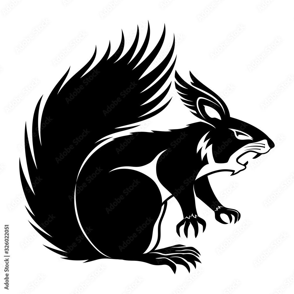 Black squirrel sign on a white background. Black squirrel sign on a white background.