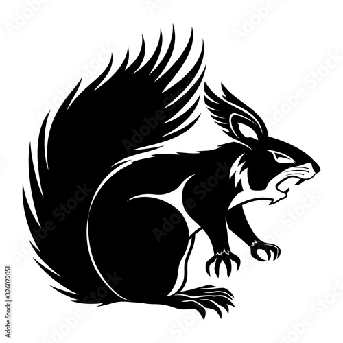 Black squirrel sign on a white background.