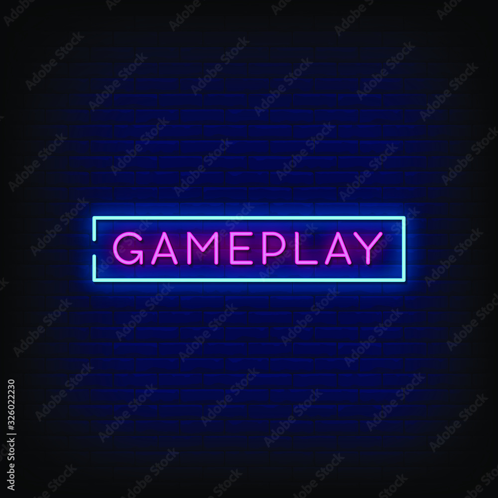 Gameplay Neon Signs Style Text vector Gameplay Neon Signs Style Text vector