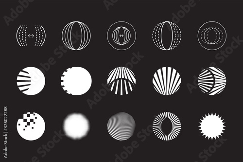 Universal Geometric Shapes Set. Design Forms on Black Background