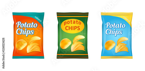 Potato chips packaging, stock vector illustration isolated on white background