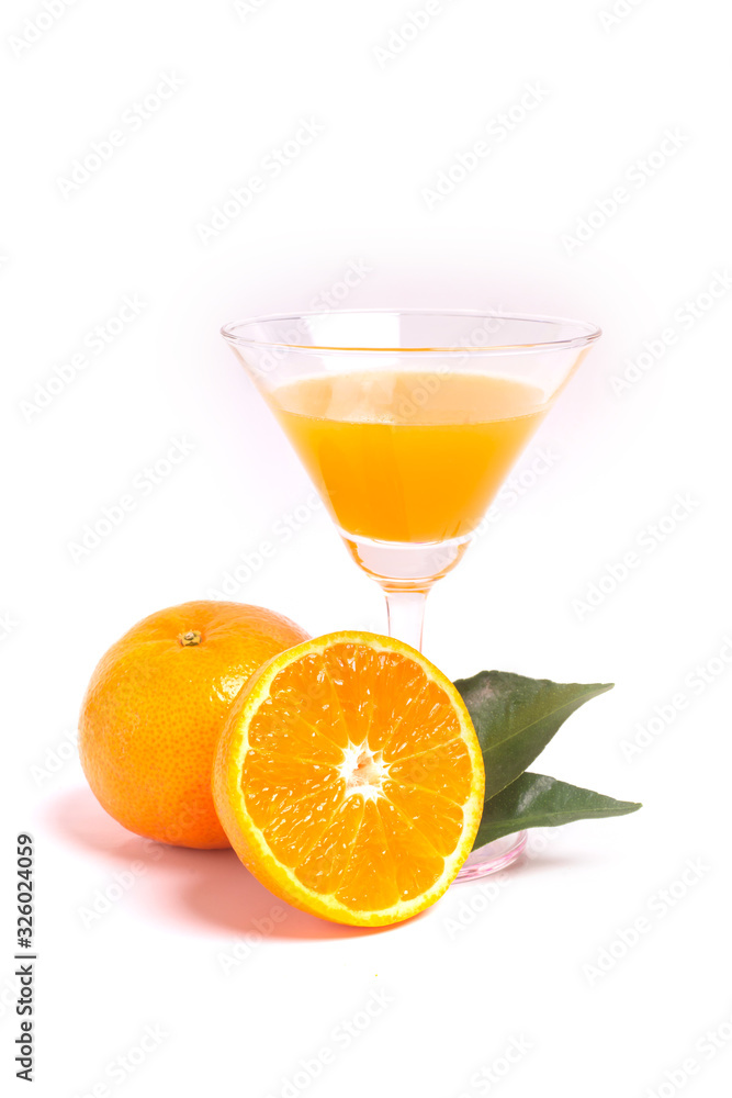 Fresh orange juice with fruits, isolated on white Fresh orange juice with fruits, isolated on white