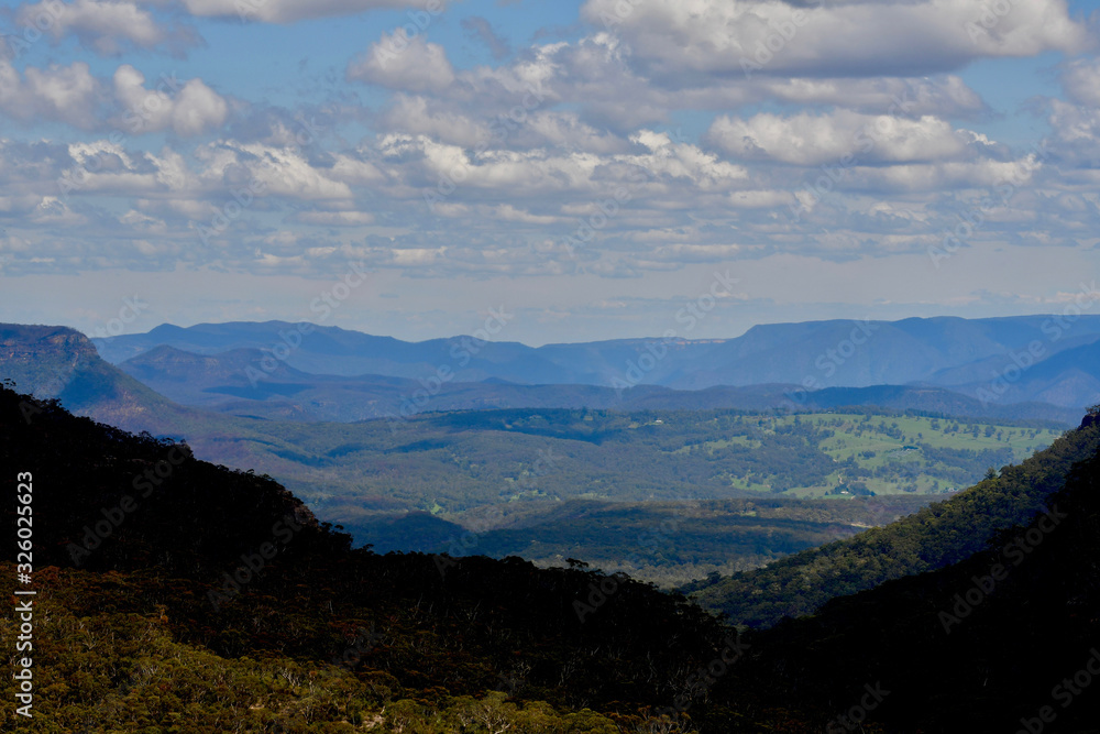 A view into the Megalong Valley from the town of Blackheath in the Blue Mountains west of Sydney