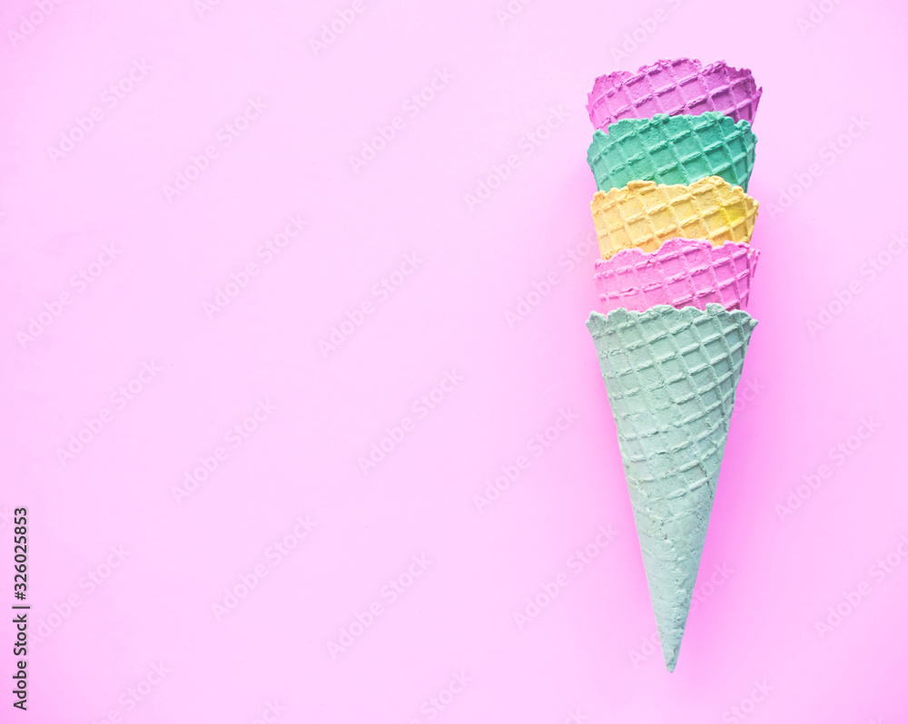 top view, minimal summer concept of ice cream. top view, minimal summer concept of ice cream.