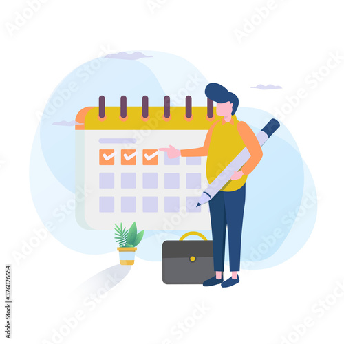 Men with calendars and giving check sign for business concepts