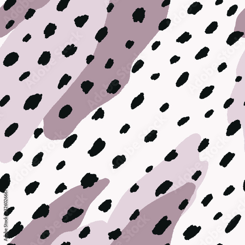 Seamless animalistic texture. Black and pink. Reminiscent of exotic animal fur. Can be used for fabrics, graphic design, wallpapers and more.