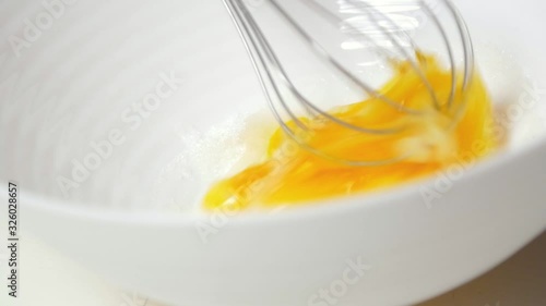 Beat eggs with sugar - crepes dough making