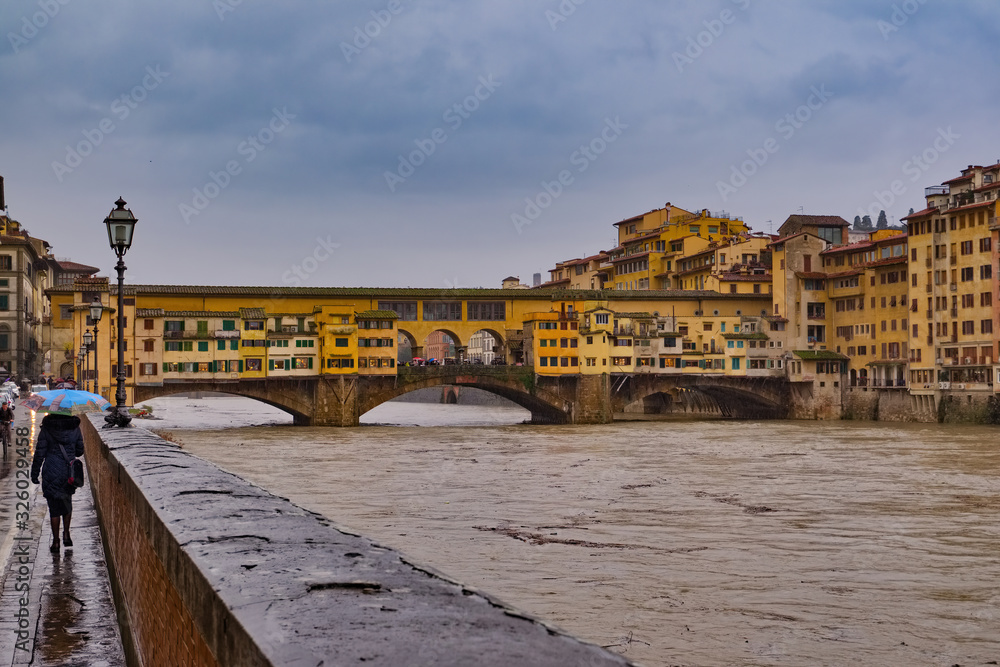 Cityscape of Florence Ponte Vecchio Tuscany Italy