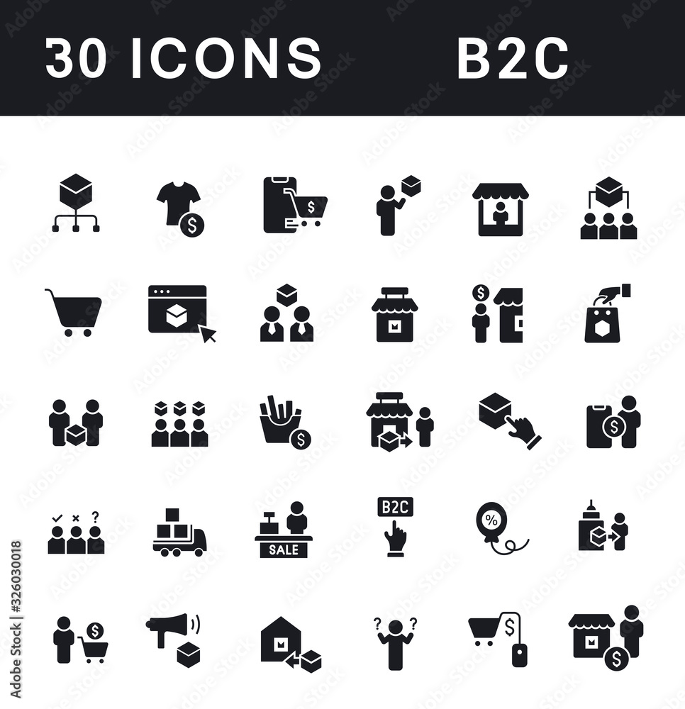 Set of Simple Icons of B2C