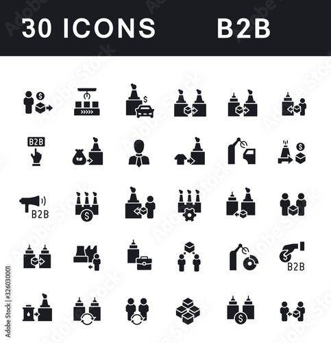 Set of Simple Icons of B2B