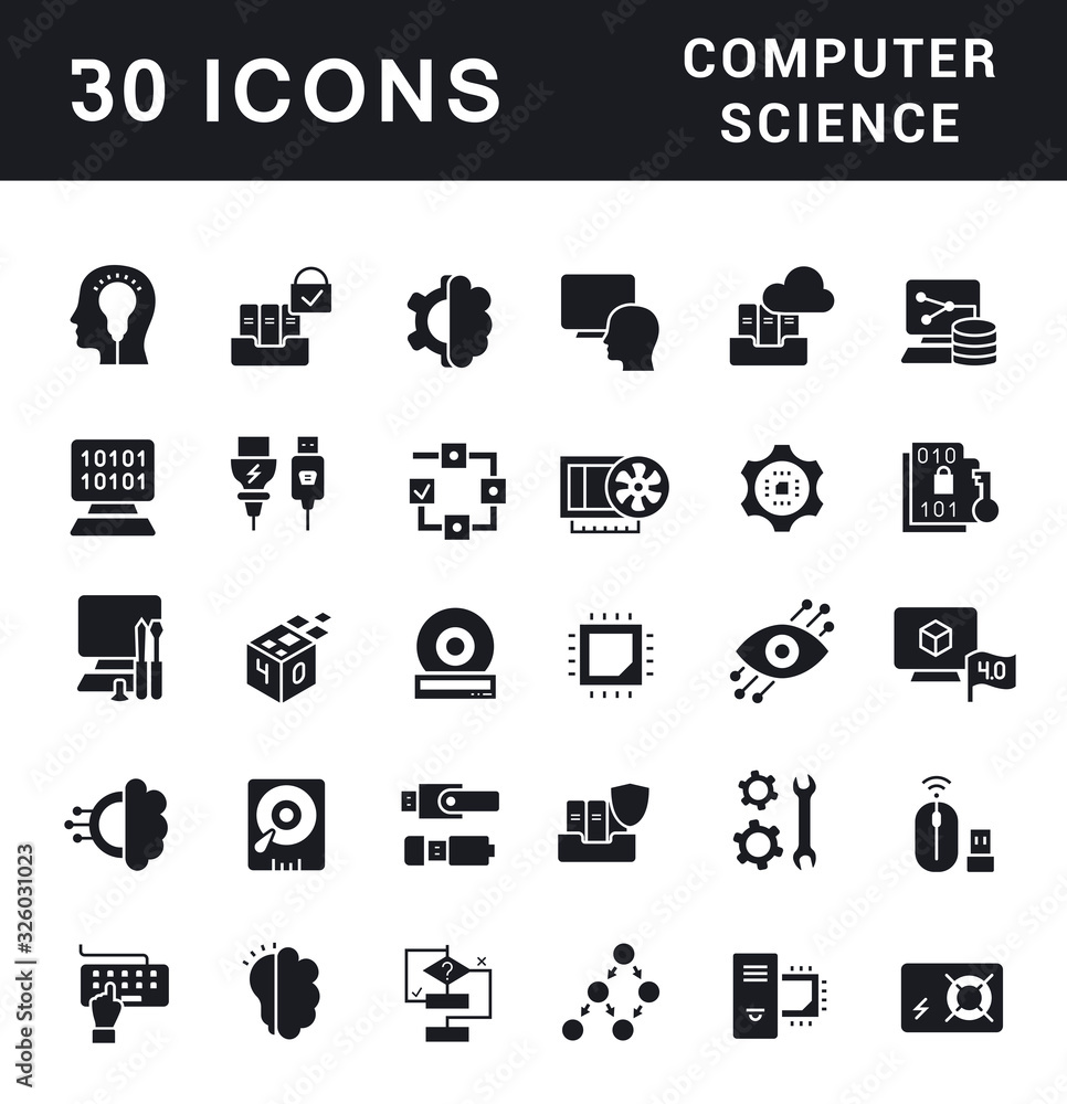 Set of Simple Icons of Computer Science Set of Simple Icons of Computer Science