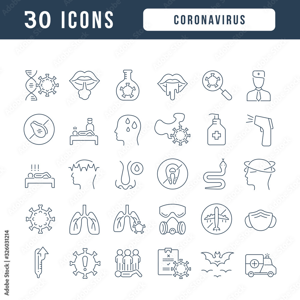 Vector Line Icons of Coronavirus Vector Line Icons of Coronavirus