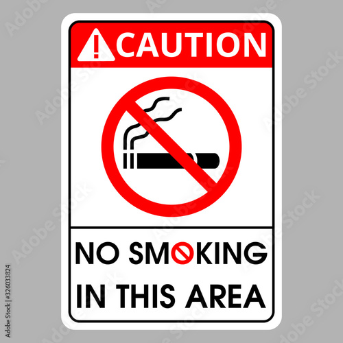 No smoking label on soft gray background. Vector concept design for public places or web site and mobile app. Don't smoking sign. Vector illustration