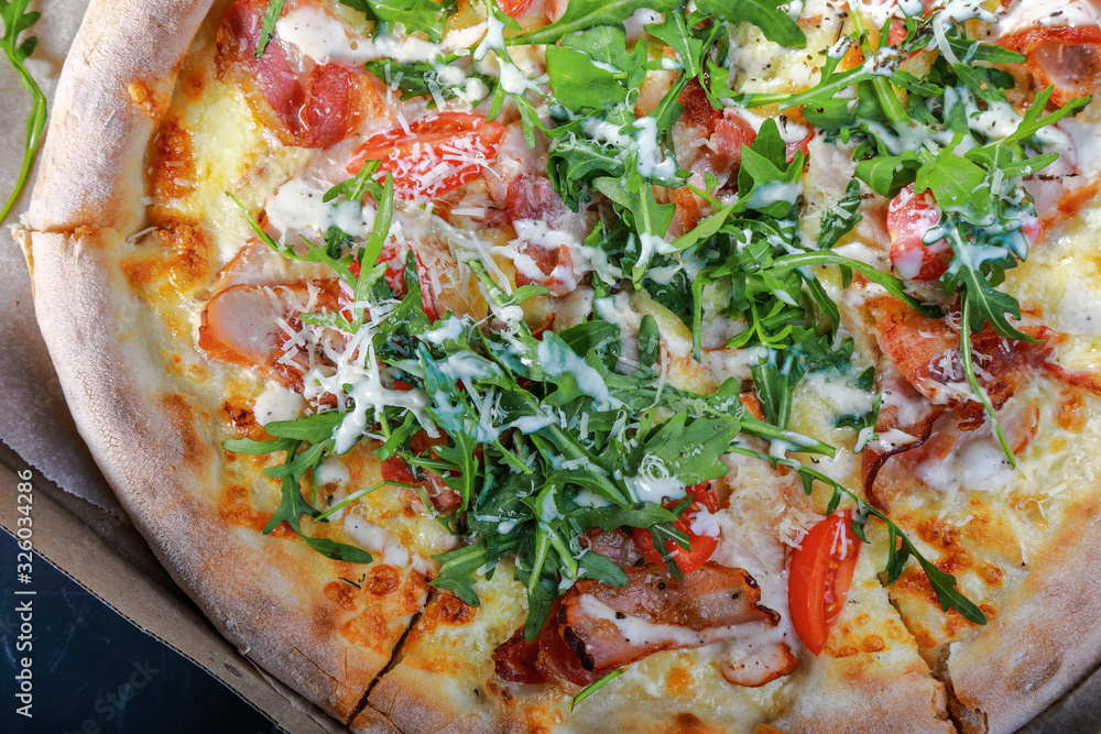 fresh appetizing pizza Caesar in a box fresh appetizing pizza Caesar in a box