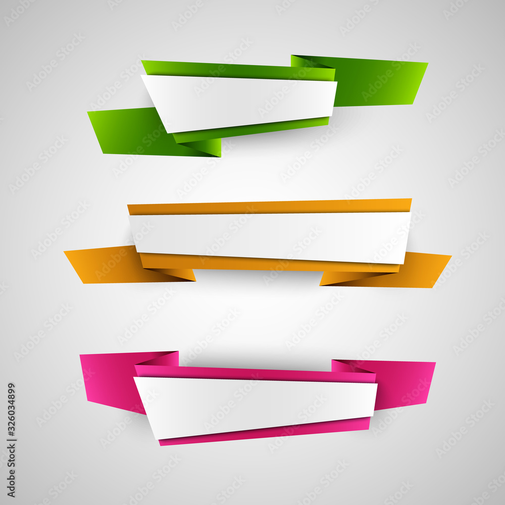 Collection of web elements from colored folded paper Collection of web elements from colored folded paper