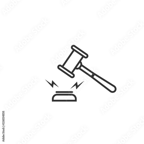 judicial gavel icon. Law and judgement line icon. Vector object