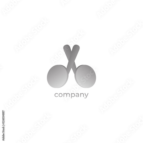 Crossed TWS Earphone icon illustrated. Logo Design Template isolated on white background. Gray Gradation Object Color. Simple Logo Concept, Pictorial Mark Logotype