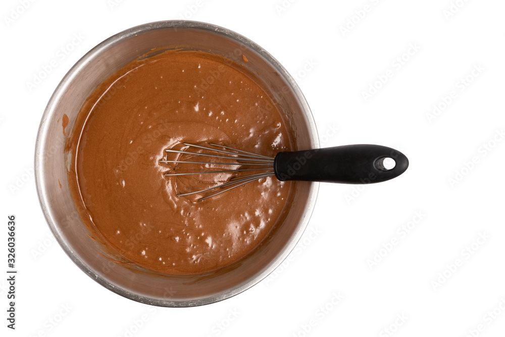 Wall Mural Brownie Bar Mix In A Metal Bowl With Wire Whisk