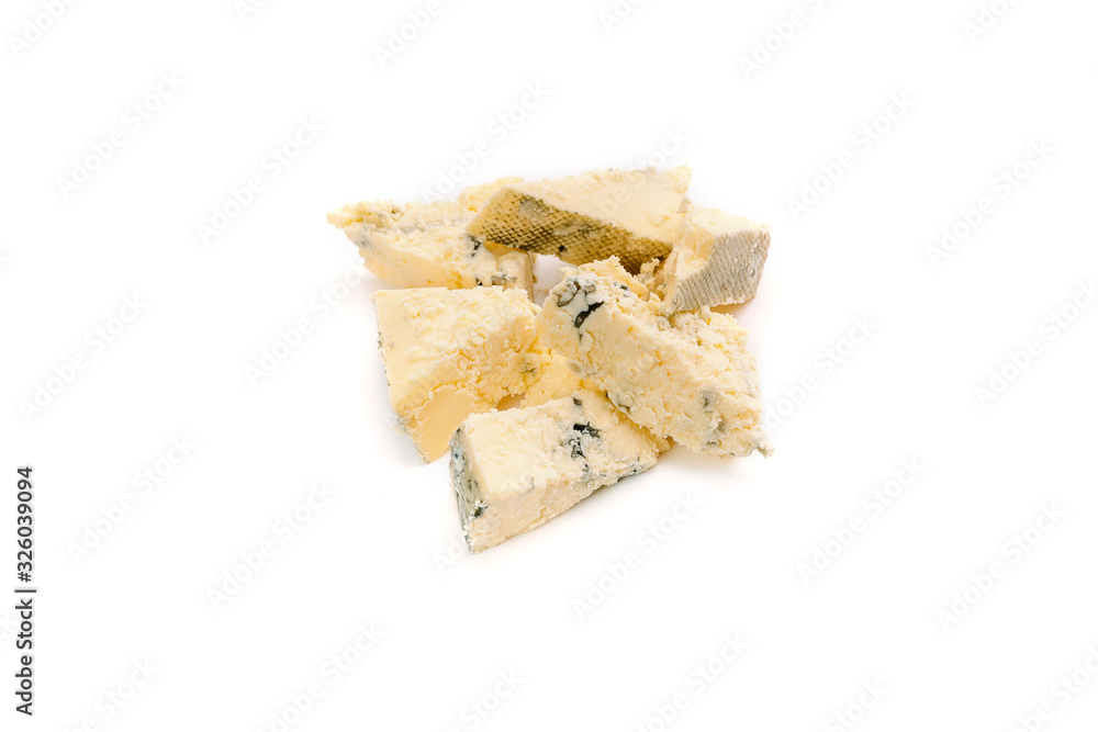 Dor blue cheese isolated on white background. Dor blue cheese isolated on white background.