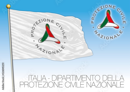 Protezione Civile Nazionale service flag, Italy, vector illustration photo