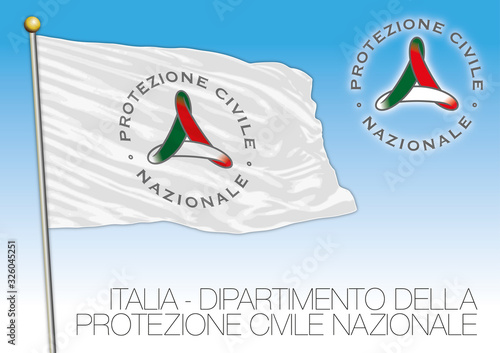 Protezione Civile Nazionale service flag, Italy, vector illustration