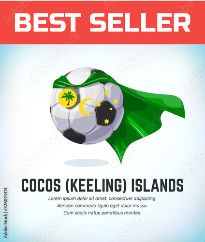 Cocos Islands football or soccer ball. Football national team. Vector illustration