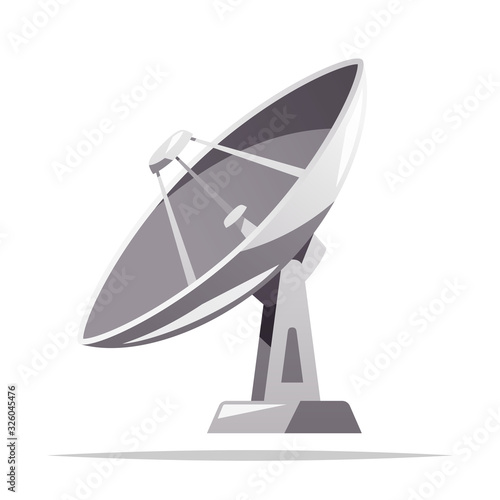 Satellite dish parabolic antenna vector isolated illustration