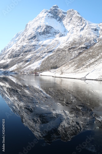 snowcapped mountain in winter, Norway 