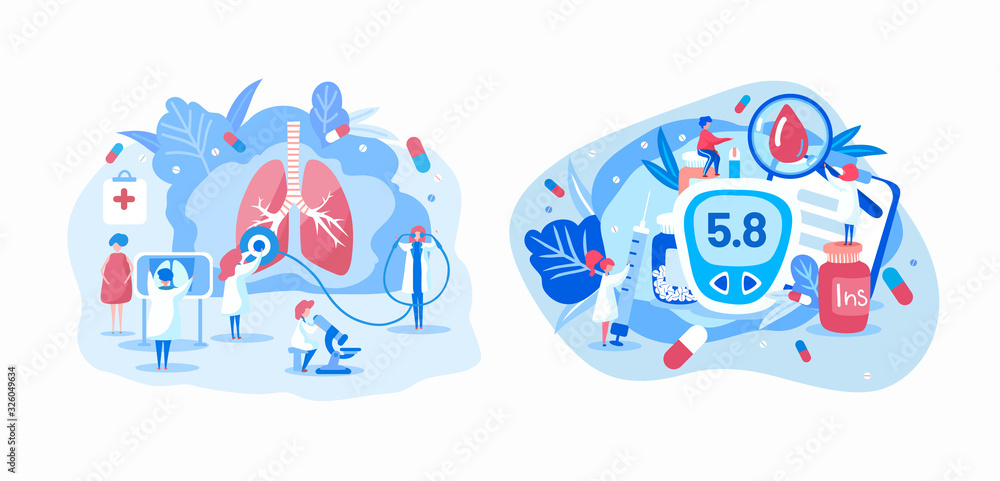 Healthy lung. Diabetes vector illustration. Medicine concept. Health care concept.