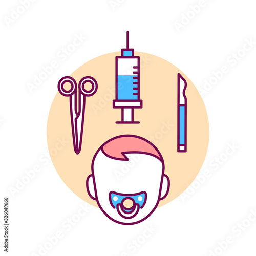 Pediatric surgery color line icon. Medical service and treatment children. Pictogram for web page, mobile app, promo. UI UX GUI design element.