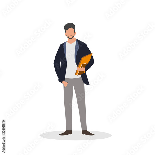 flat vector illustration people businessman reading book. perfect to use for website, mobile apps and banner