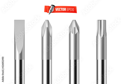 Empreintes de tournevis vectorielles sur fond blanc