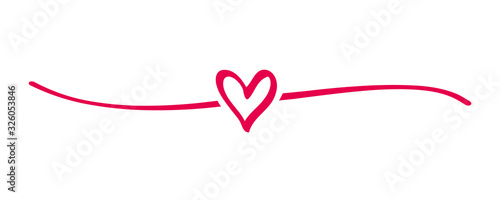 Hand drawn shape heart with cute sketch line, divider shape. Love red doodle isolated on white background for wedding, woman, valentines or mothers day. Vector illustration