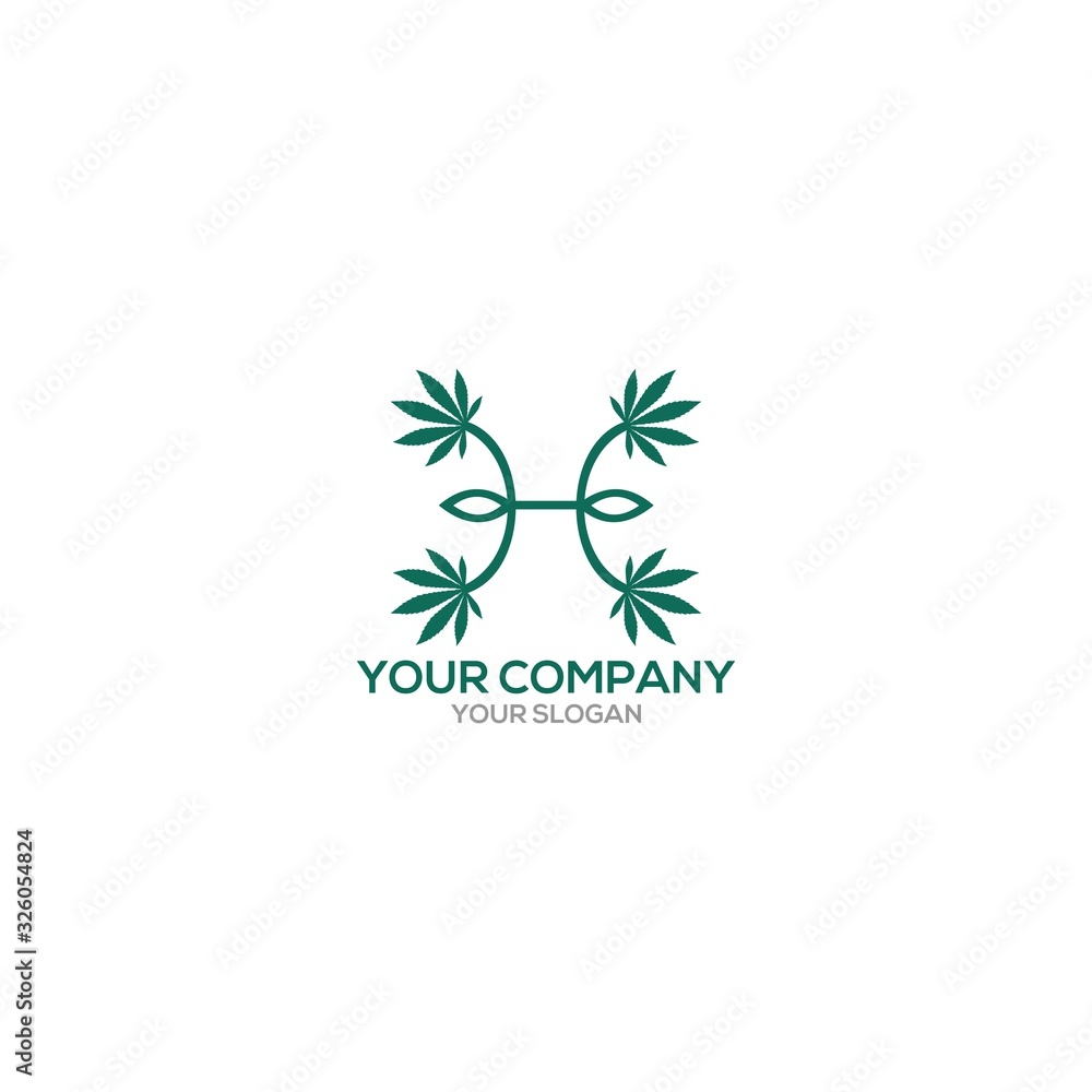 H Marijuana Logo Design Vector