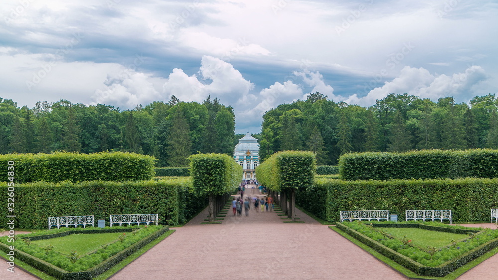 Tsarskoye Selo Pushkin timelapse, Saint Petersburg, Russia, Alley in the Park , Trees and shrubs