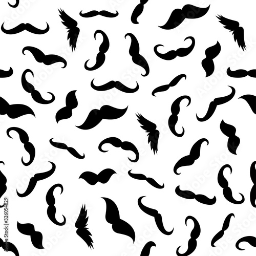 Man mustache photobooth art seamless white black wallpaper pattern