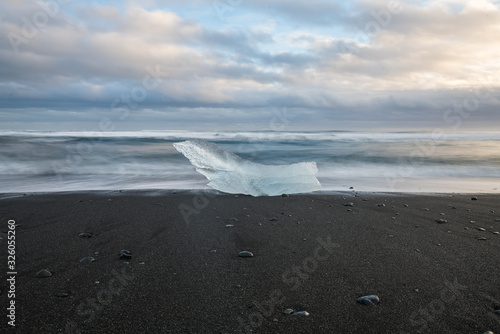 Diamond beach with huge ice glaciers in winter in Iceland © Sen