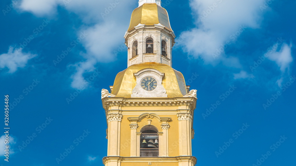The Clock of the Cathedral of St. Peter and St. Paul in the Petropavlovskaya fortress in St. Petersburg timelapse The Clock of the Cathedral of St. Peter and St. Paul in the Petropavlovskaya fortress in St. Petersburg timelapse