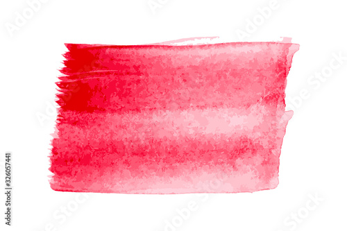 Red color watercolor handdrawing as brush or banner on white paper background (Vector)