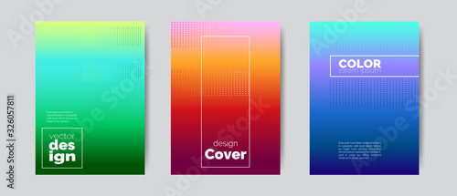 Vector modern illustration with a covers set with text in gradient bright colors for use as a template of reports, presentation, advertisement, backdrop, poster. Minimal future design in EPS10.