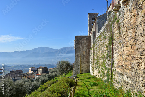 Ferentino, Italy. The public park under the ancient walls of a medieval town