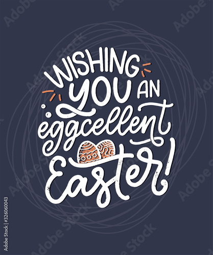 Calligraphy lettering slogan about Easter for flyer and print design. Vector illustration. Template banner, poster, greeting postcard.