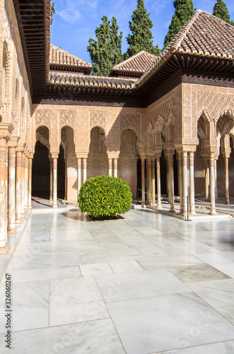 Courtyard of the Lions in the Alhambra Granada, Spain
