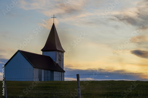 Woolden Church of Hellnar, Snaefellsness, Vesturland, Iceland in afternoon time 