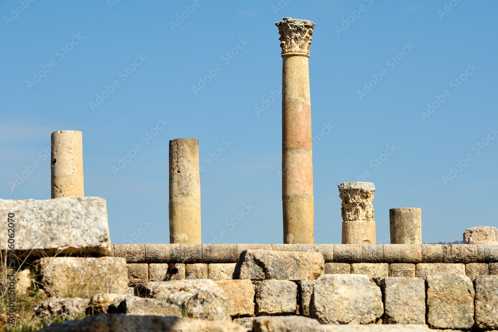 Columns of ruined Greco-Roman city of Gerasa Columns of ruined Greco-Roman city of Gerasa