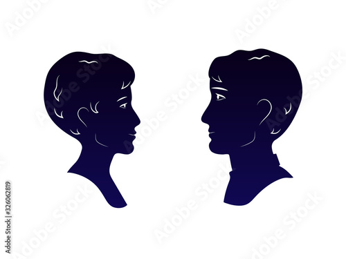 Young man and woman heads d...